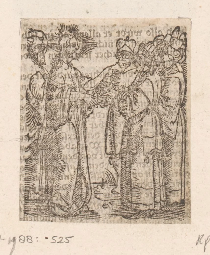Christus sprekend met de Farizeeërs by anonymous, print, 1536