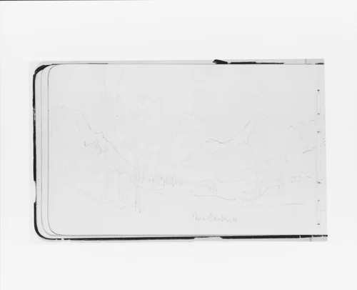 Mountain Landscape Near Canmore (from Sketchbook) by Albert Bierstadt, artwork, 1890