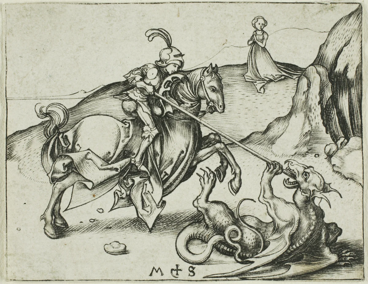 St. George by Martin Schongauer, print, 1450-1491