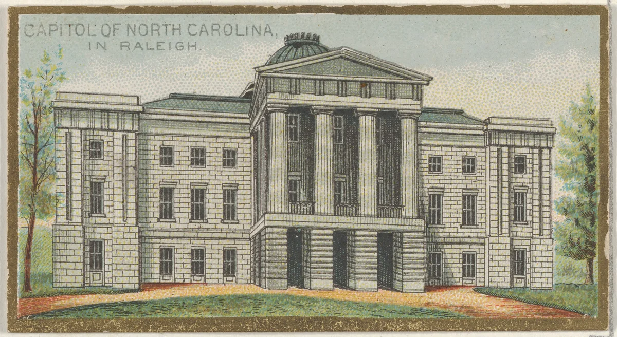 Capitol of North Carolina in Raleigh, from the General Government and State Capitol Buildings series (N14) for Allen & Ginter Cigarettes Brands by Allen & Ginter, print, 1889
