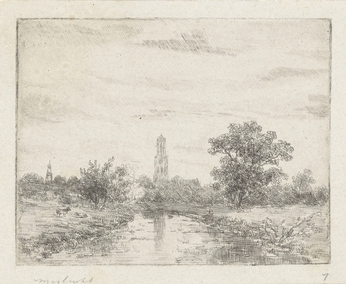 Gezicht op Utrecht(?) by anonymous, print, 1830-1882