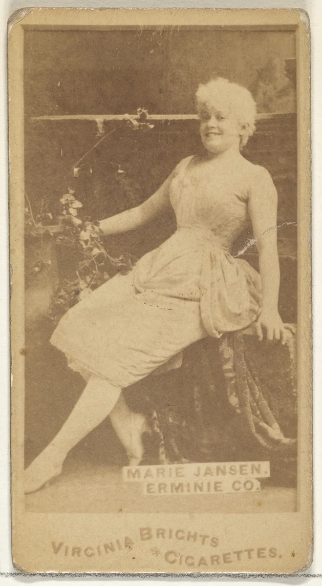 Marie Janson, Erminie Co., from the Actors and Actresses series (N45, Type 1) for Virginia Brights Cigarettes by Allen & Ginter, photograph, 1885-1891