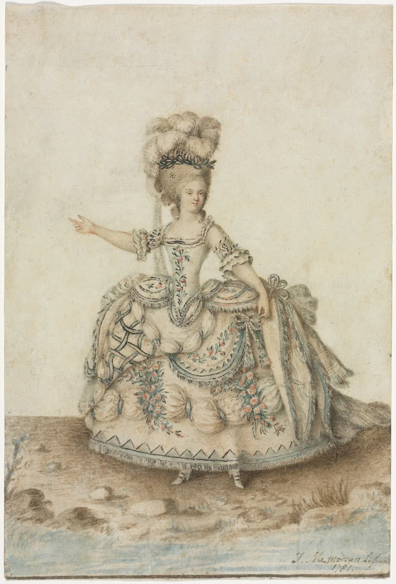 Costume Study for Opera Singer by Jean Michel Moreau le Jeune, drawing, 1781