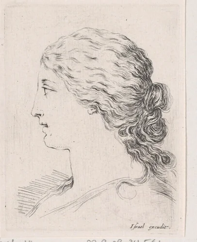 Hoofd van een vrouw, in profiel naar links by Stefano della Bella, print, 1620-1664