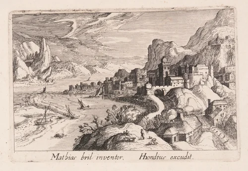Alpine River Valley, from Topographia Variarum Regionum by Simon Frisius, print, 1614