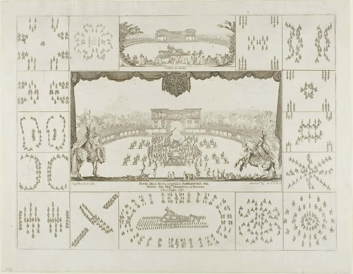 Carousel for Ferdinand II, Duke of Tuscany by Stefano della Bella, print, 1637