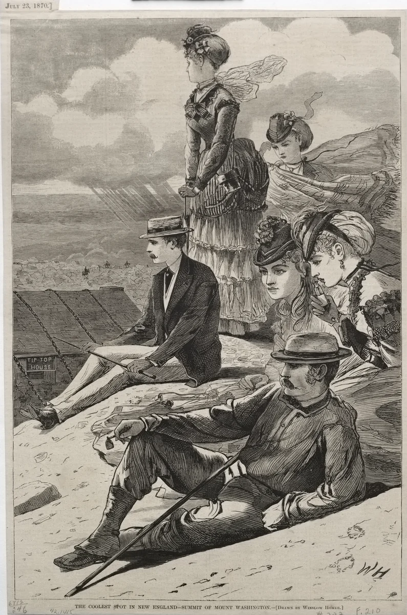 The Coolest Spot in New England - Summit of Mount Washington by Winslow Homer, print, 1870