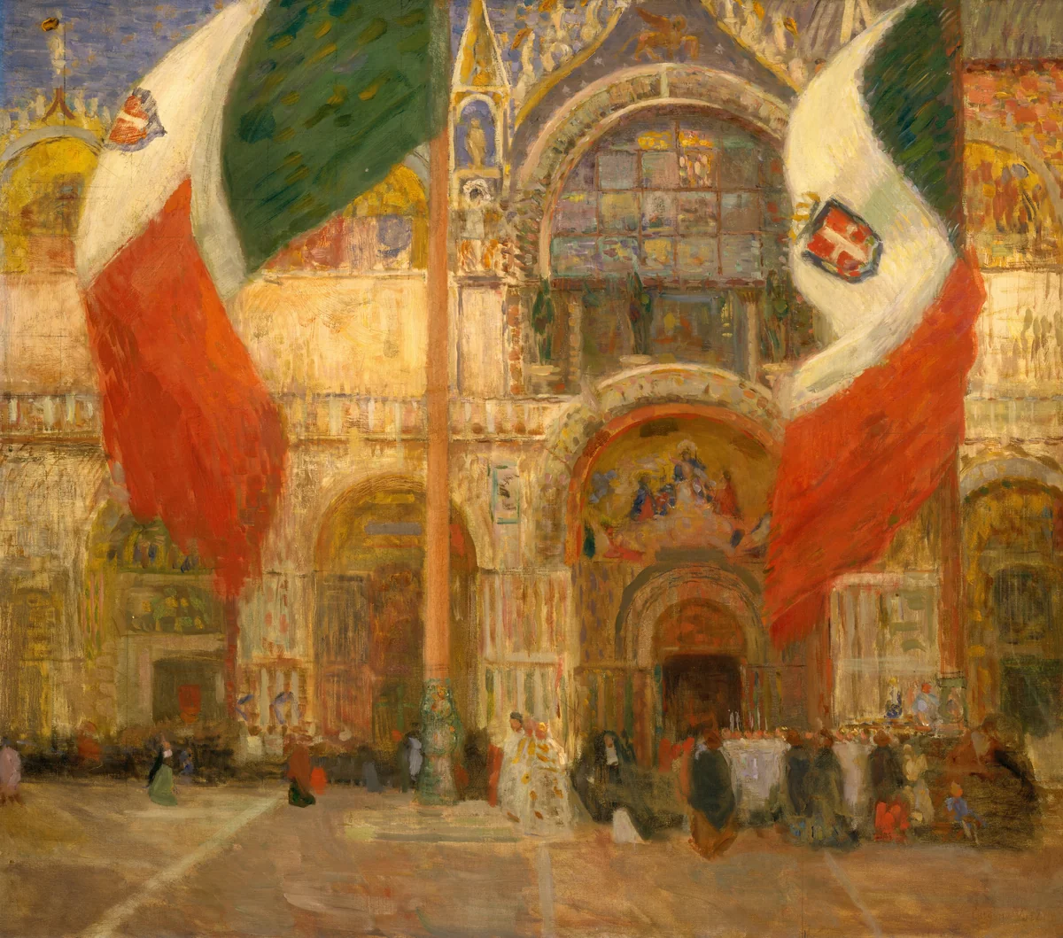 The Flags, Saint Mark's, Venice - Fête Day by Eugène Vail, painting, 1903