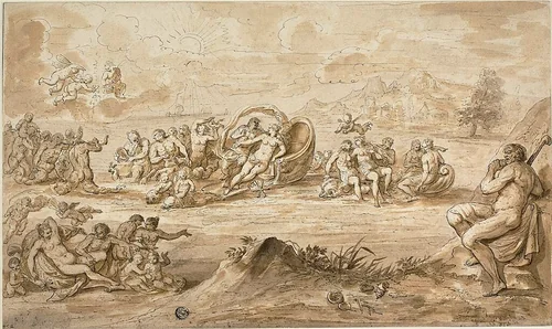 Acis and Galatea by Crispin van den Broeck, drawing, 1600-1699