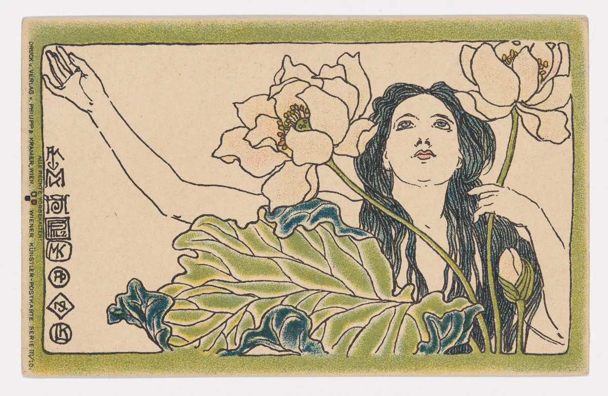 Wiener Künstler-Postkarte Serie 3/10 by Koloman Moser, Josef Hoffmann, design, 1898