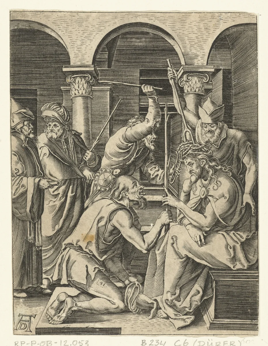 Doornenkroning van Christus by anonymous, print, 1510-1699