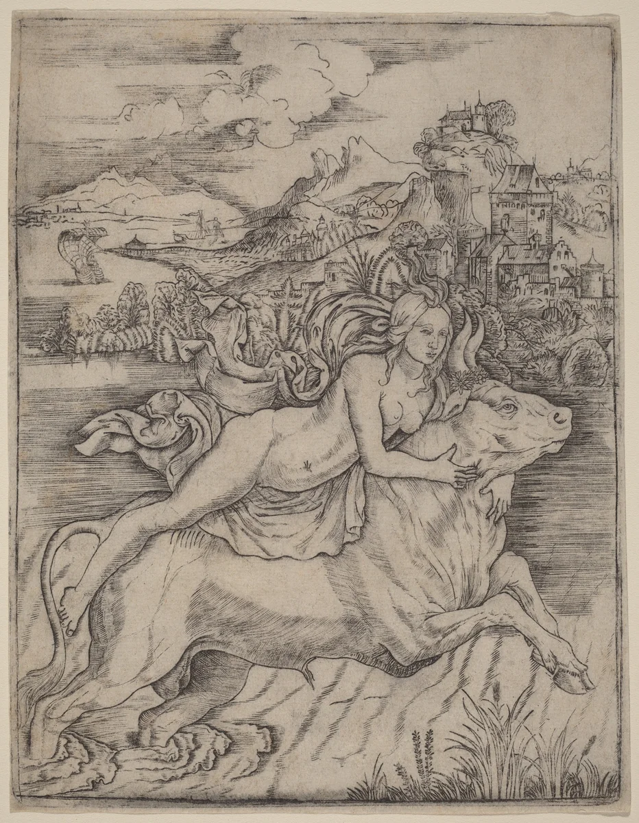 The Rape of Europa by Giovanni Battista Palumba, print, 1445-1560