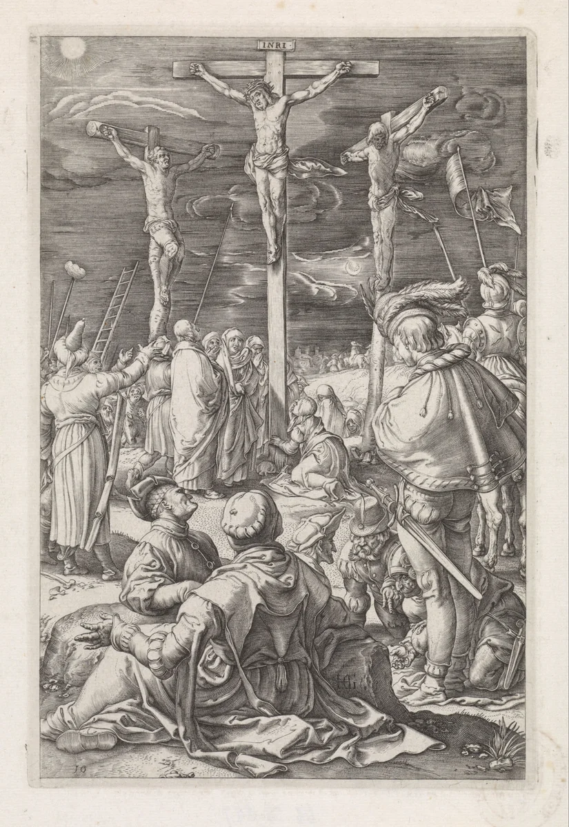 Kruisiging by anonymous, print, 1596-1667