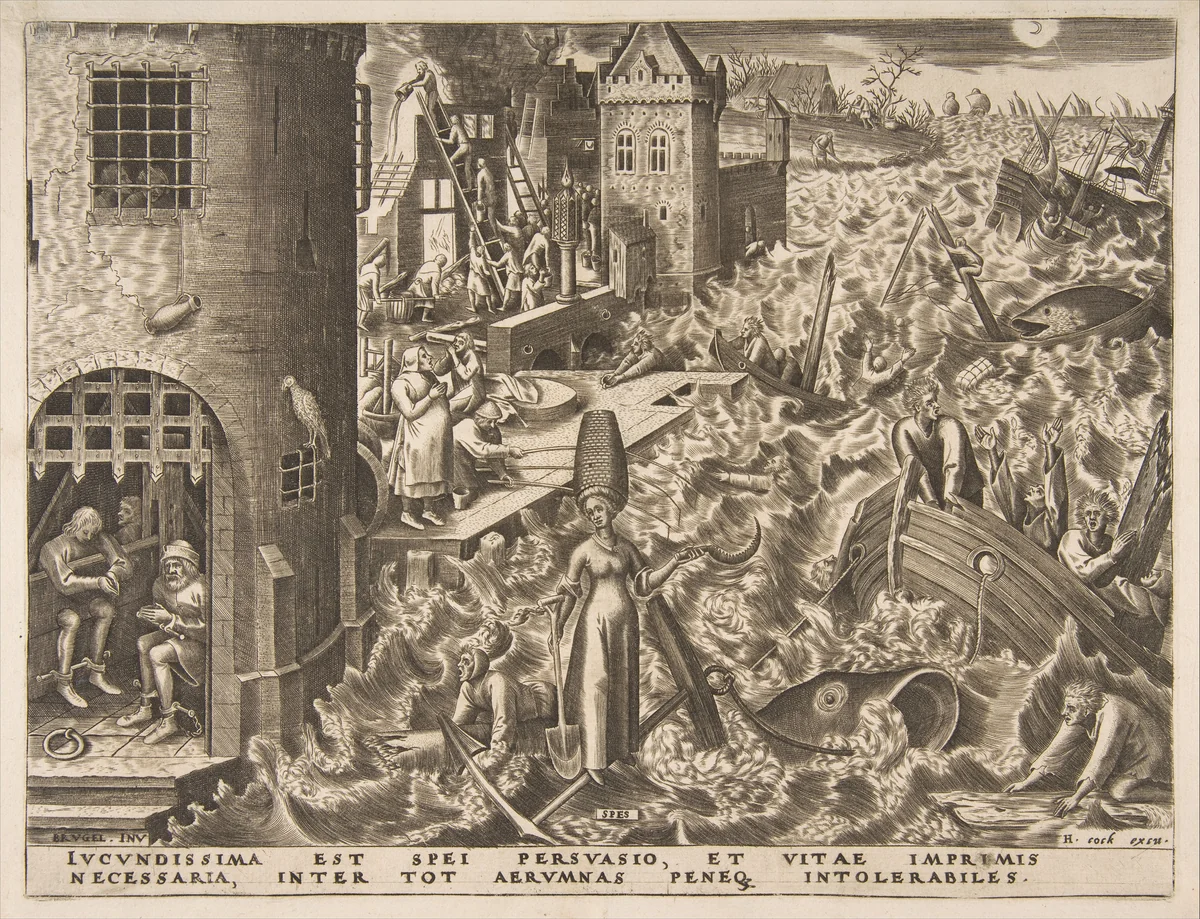 Hope (Spes), from "The Virtues" by Pieter Bruegel, print, 1559-1560