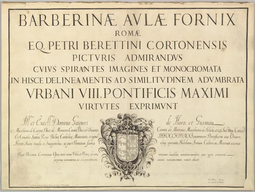 Barberinae aulae fornix by anonymous, print, 1672-1682