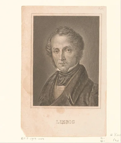 Portret van Justus von Liebig by Karl Barth, print, 1813-1853