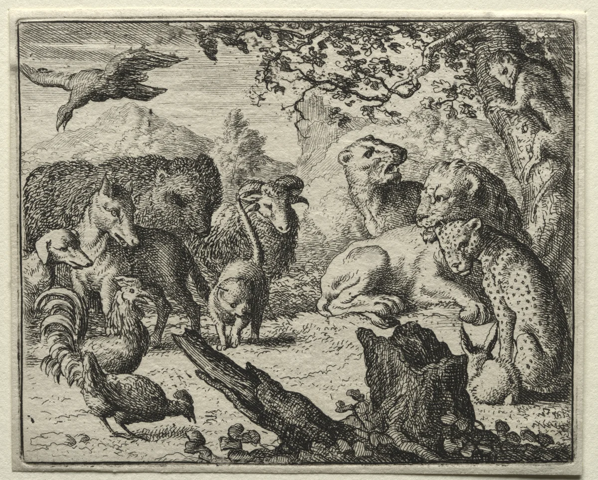 Reynard the Fox: The Lion's Court by Allart van Everdingen, print, 1650-1675
