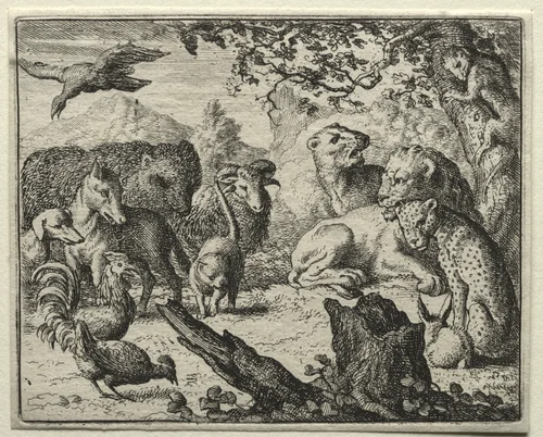 Reynard the Fox: The Lion's Court by Allart van Everdingen, print, 1650-1675