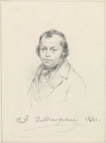 Zelfportret van Ferdinand de Braekeleer de Oude by Ferdinand De Braekeleer, drawing, 1841