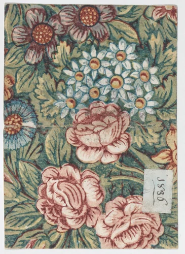 Sheet with an overall floral pattern by anonymous, print, 1831-1841