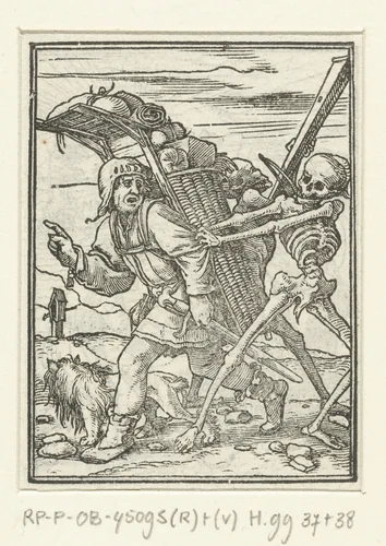 Marskramer en de Dood by Hans Holbein, print, 1524-1526