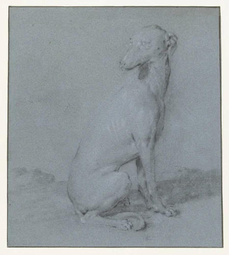 Een zittende hond, van opzij gezien by Frans Snijders, drawing, 1589-1657