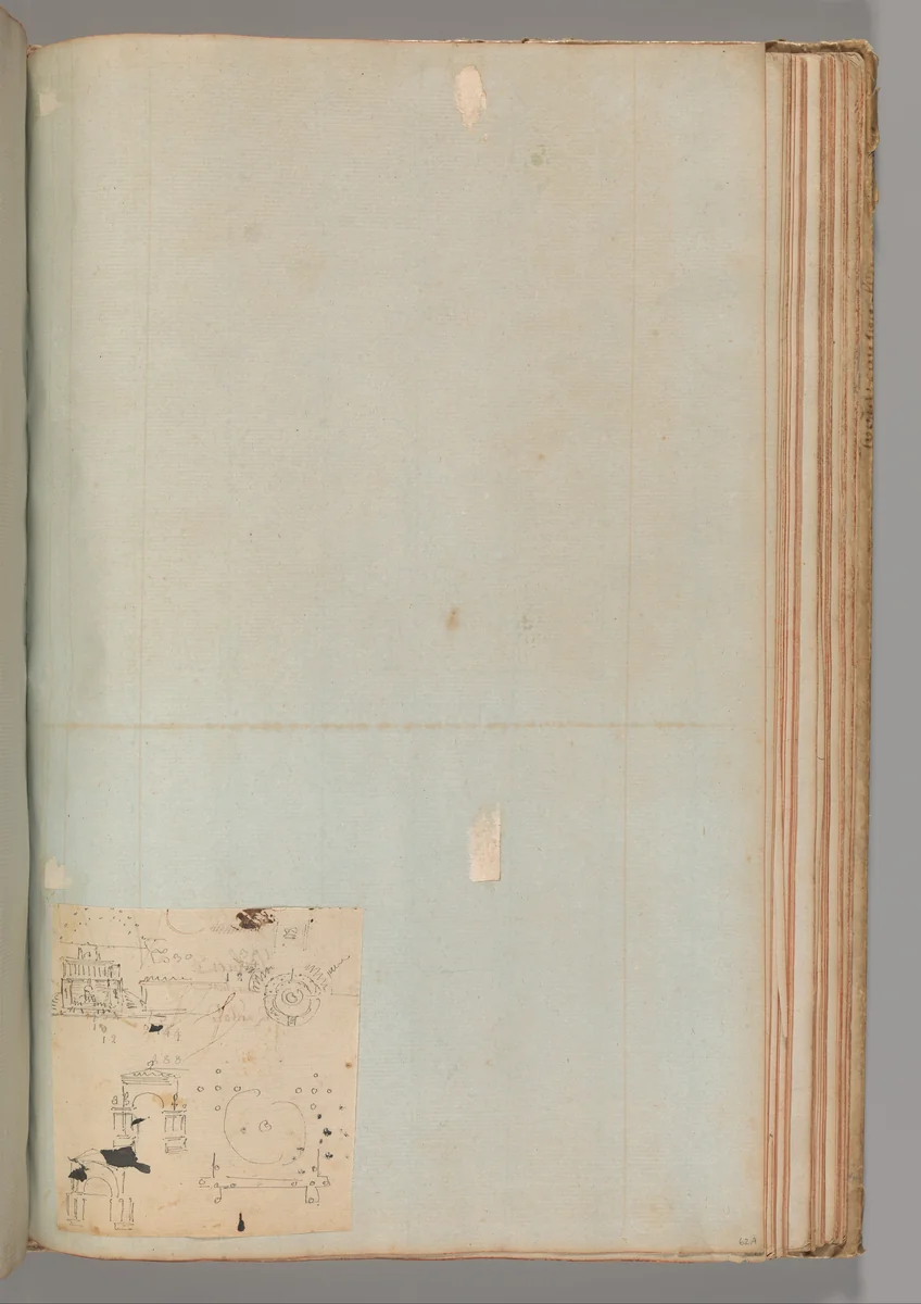 Page from a Scrapbook containing Drawings and Several Prints of Architecture, Interiors, Furniture and Other Objects by Charles Percier, book, 1795-1805