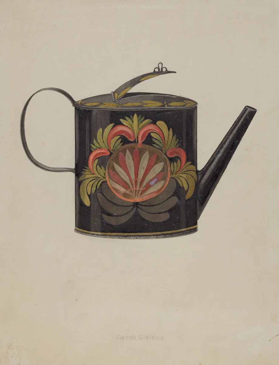 Toleware Tin Coffee Pot by Jacob Gielens, index of american design, 1938