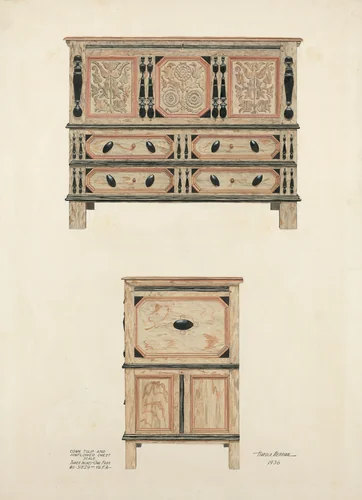 Tulip and Sunflower Chest by Harold Merriam, index of american design, 1936