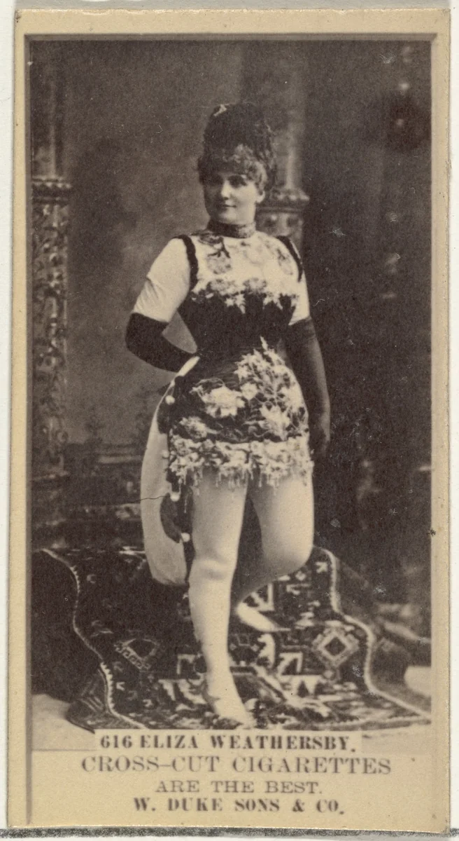 Card Number 616, Eliza Weathersby, from the Actors and Actresses series (N145-3) issued by Duke Sons & Co. to promote Cross Cut Cigarettes by W. Duke, Sons & Co., photograph, 1880-1889