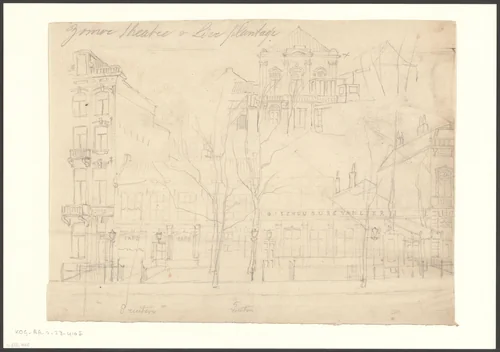 Gezicht op het zomertheater van Abraham van Lier aan de Plantage Franschelaan by Johan George Lodewijk Rieke, drawing, 1869-1875