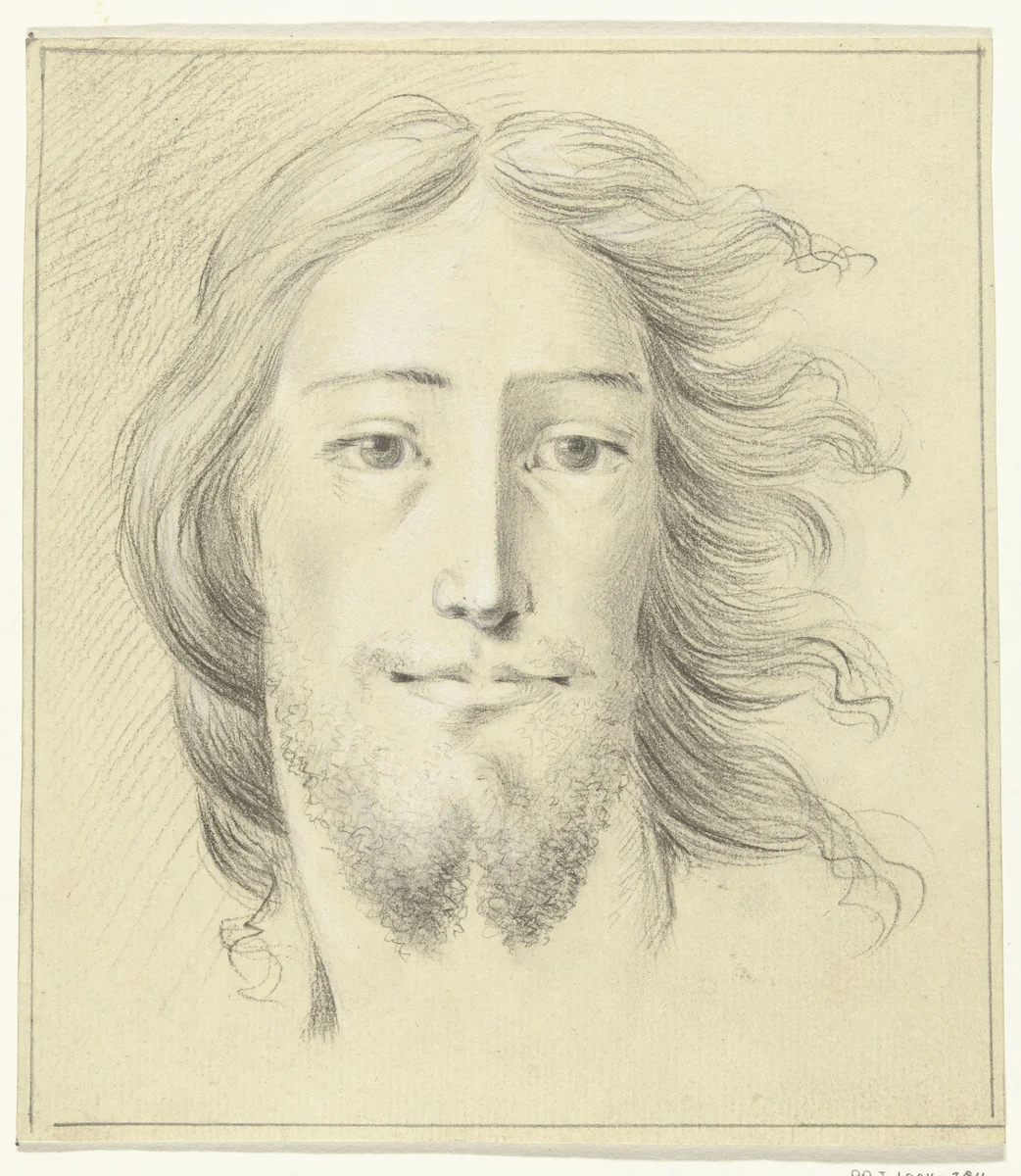 Hoofd van een man (Christus?) by Jean Bernard, drawing, 1775-1833