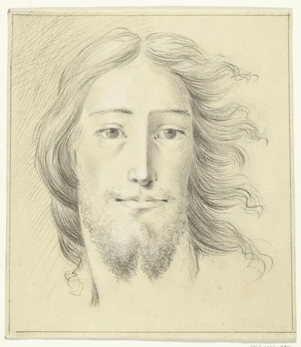 Hoofd van een man (Christus?) by Jean Bernard, drawing, 1775-1833