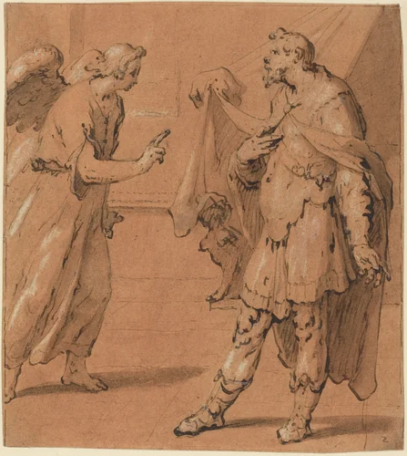 The Angel Appearing to the Centurion Cornelius by Cornelis Cornelisz. van Haarlem, drawing, 1595-1599