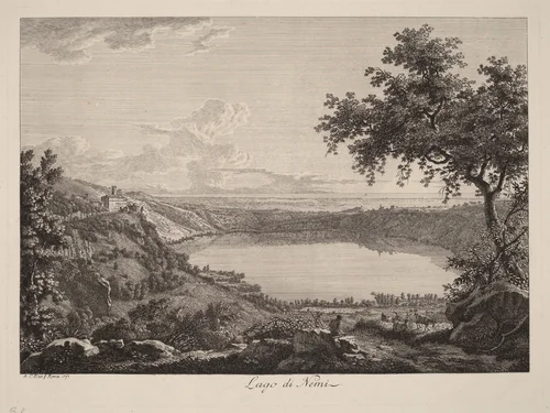 Lago di Nemi (Lake Nemi) by Albert Christoph Dies, print, 1792