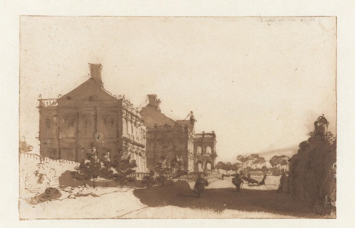 Zijaanzicht van het Huis ter Nieuburch te Rijswijk by Jan de Bisschop, drawing, 1648-1671