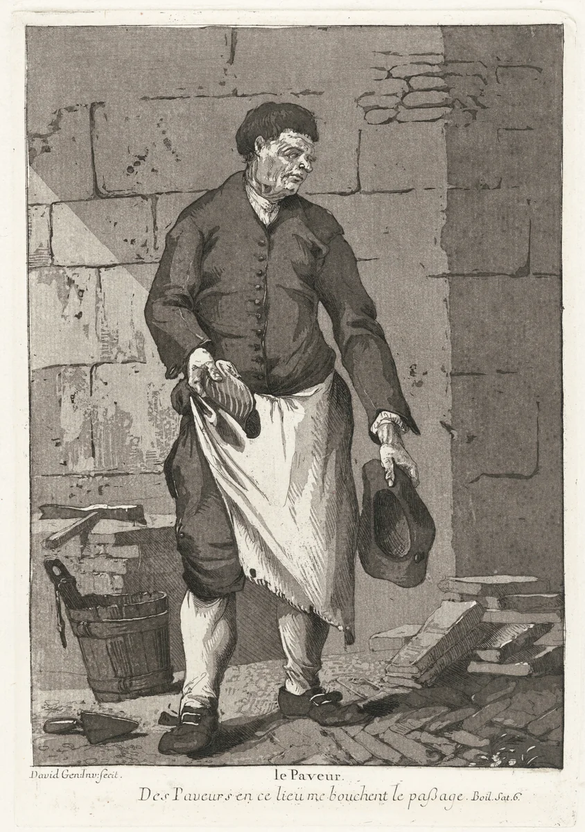 Le Paveur (The Road Paver) by Giovanni David, print, 1775
