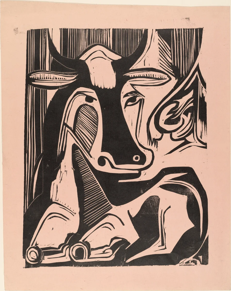 Large Cow Reclining (Grosse liegende Kuh) by Ernst Ludwig Kirchner, print, 1929