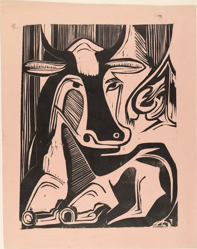 Large Cow Reclining (Grosse liegende Kuh) by Ernst Ludwig Kirchner, print, 1929