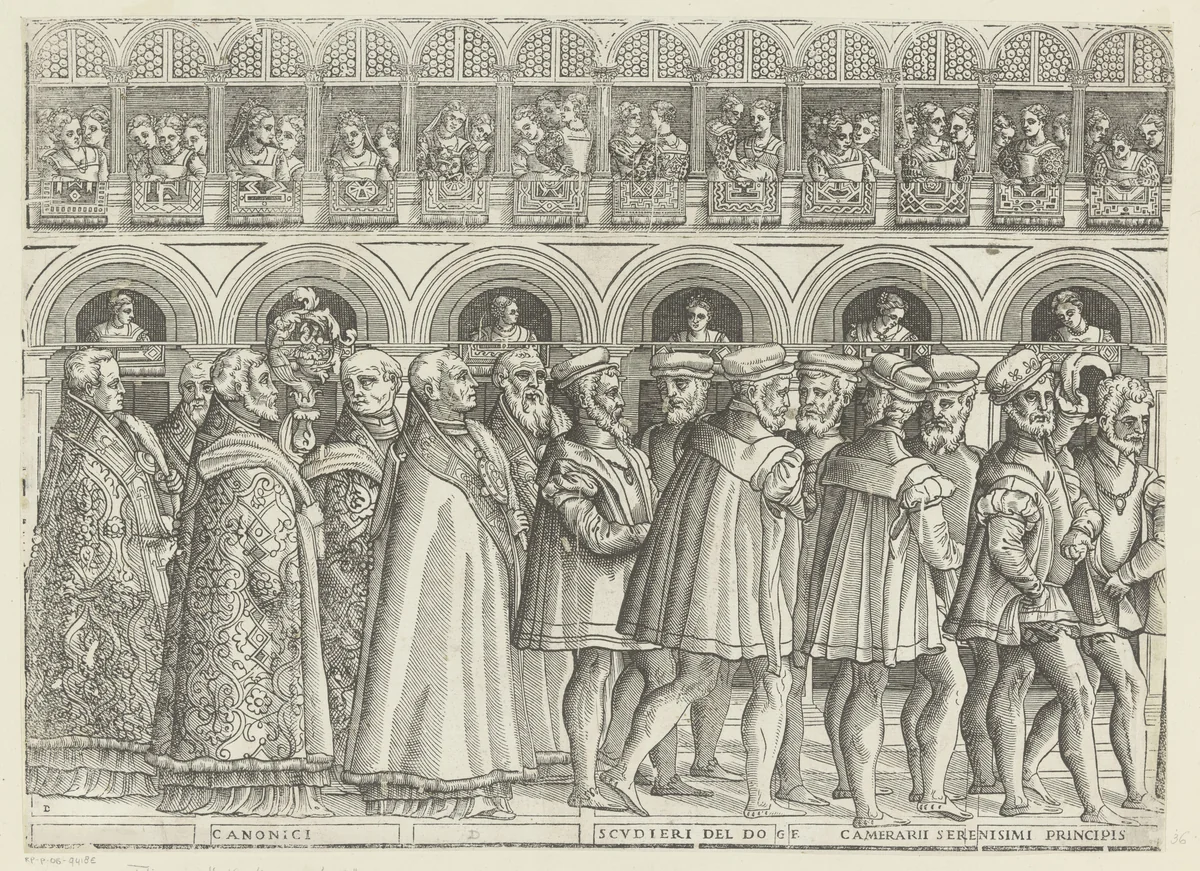 Processie van de doge van Venetië (vijfde deel) by anonymous, print, 1555-1560