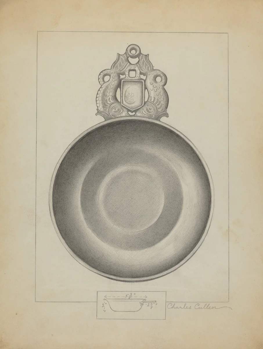 Pewter Porringer by Charles Cullen, index of american design, 1936