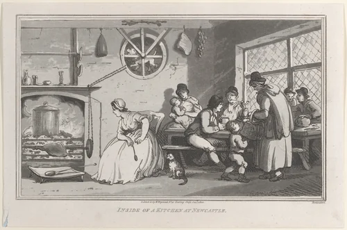 Inside of a Kitchen at Newcastle, from "Remarks on a Tour to North and South Wales, in the year 1797" by John Hill, print, 1800