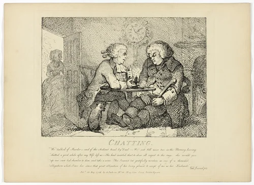 Chatting, from Boswell's Tour of the Hebrides by Thomas Rowlandson, print, 1786