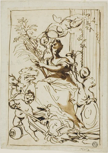 Allegory of Victory by Domenico Piola, drawing, 1647-1703