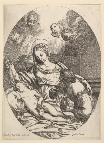 Virgin and Child with St. Mary Magdalen by Carlo Maratti, print, 1625-1713
