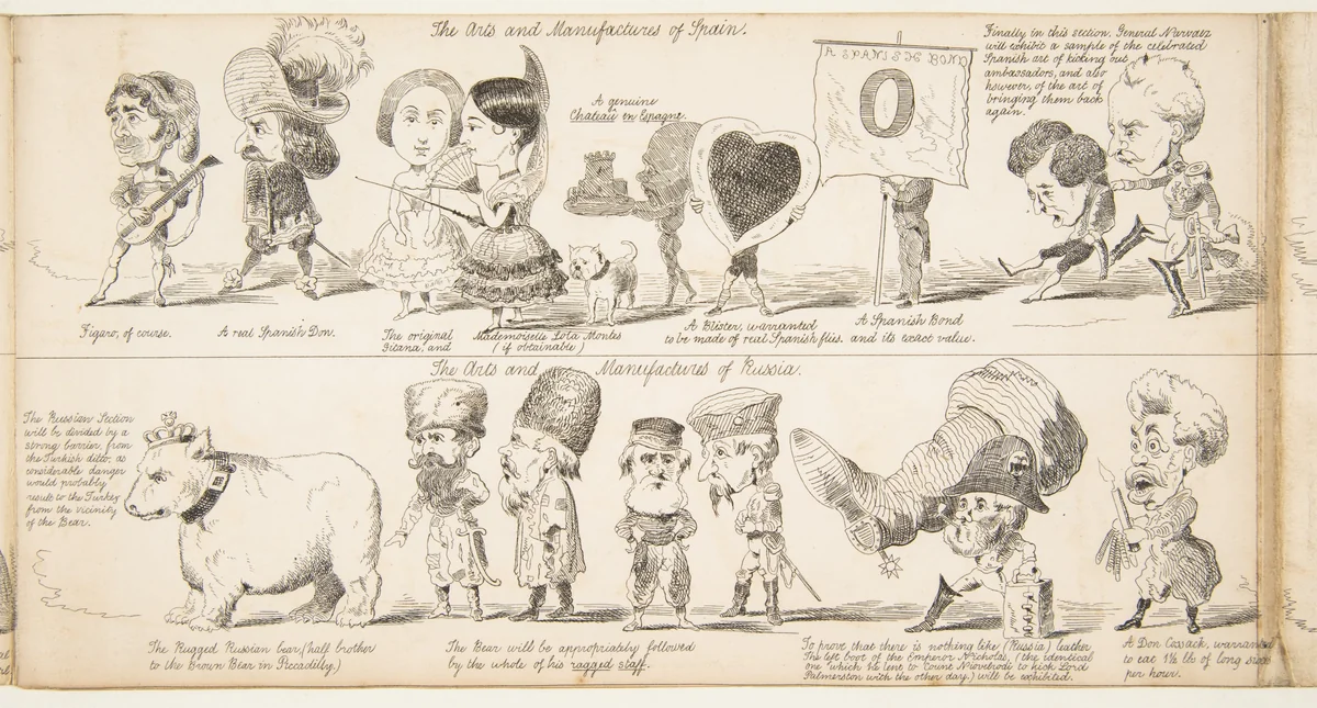 The Great Exhibition "Wot is to Be", Probable Results of The Industry of All Nations in The Year '51, Showing What is to be Exhibited, Who is To Exhibit, in Short How Its All Going to Be Done by George Augustus Sala, print, 1850