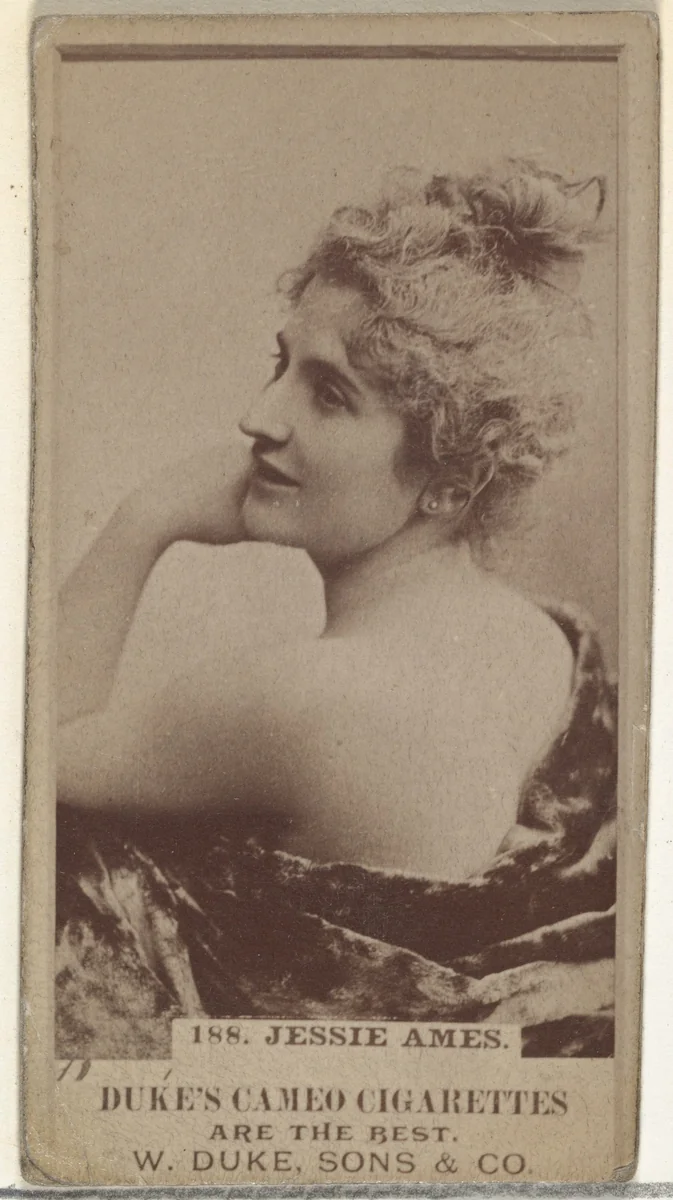 Card Number 188, Jessie Ames, from the Actors and Actresses series (N145-5) issued by Duke Sons & Co. to promote Cameo Cigarettes by W. Duke, Sons & Co., photograph, 1880-1889