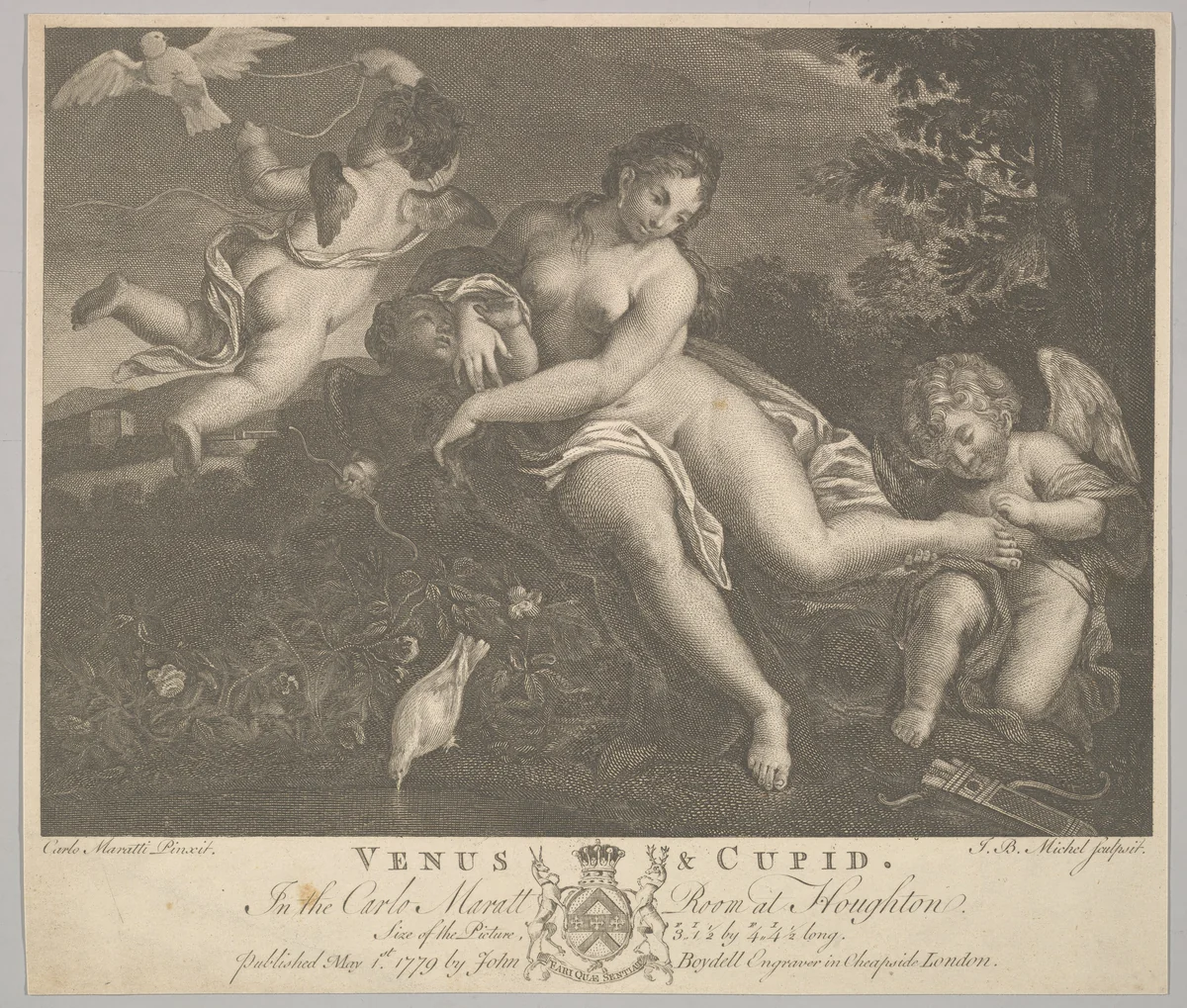 Venus and Cupid by Jean-Baptiste Michel, print, 1779