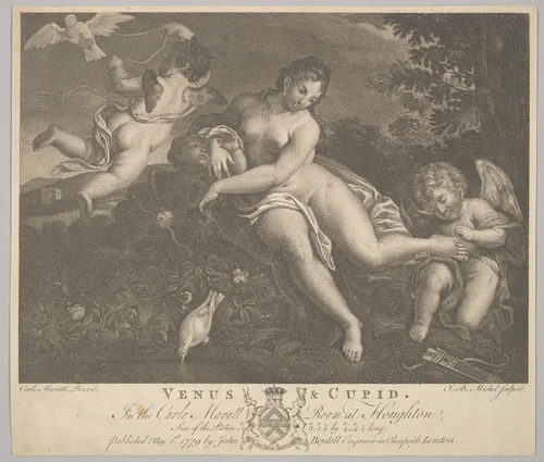 Venus and Cupid by Jean-Baptiste Michel, print, 1779