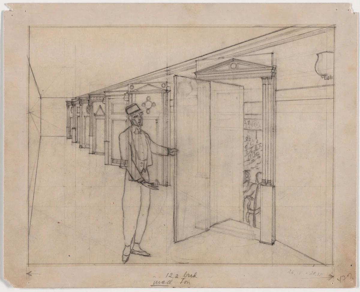 Skandia Cinema, Stockholm, Sweden, Perspective of promenade by Erik Gunnar Asplund, architecture